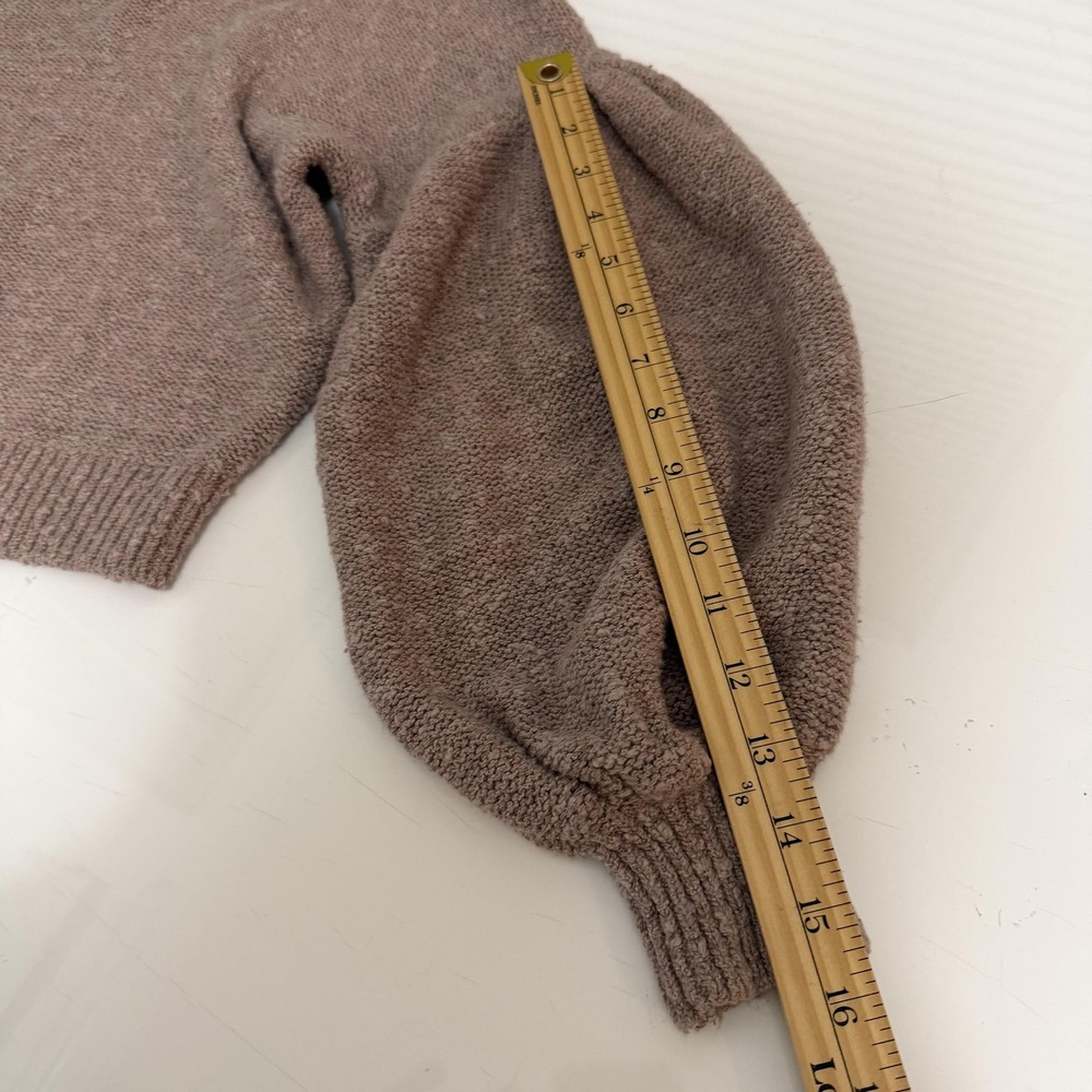 Abercrombie & Fitch Sweater Womens XS Taupe Cropped Balloon Sleeve Textured Knit - Picture 10 of 16